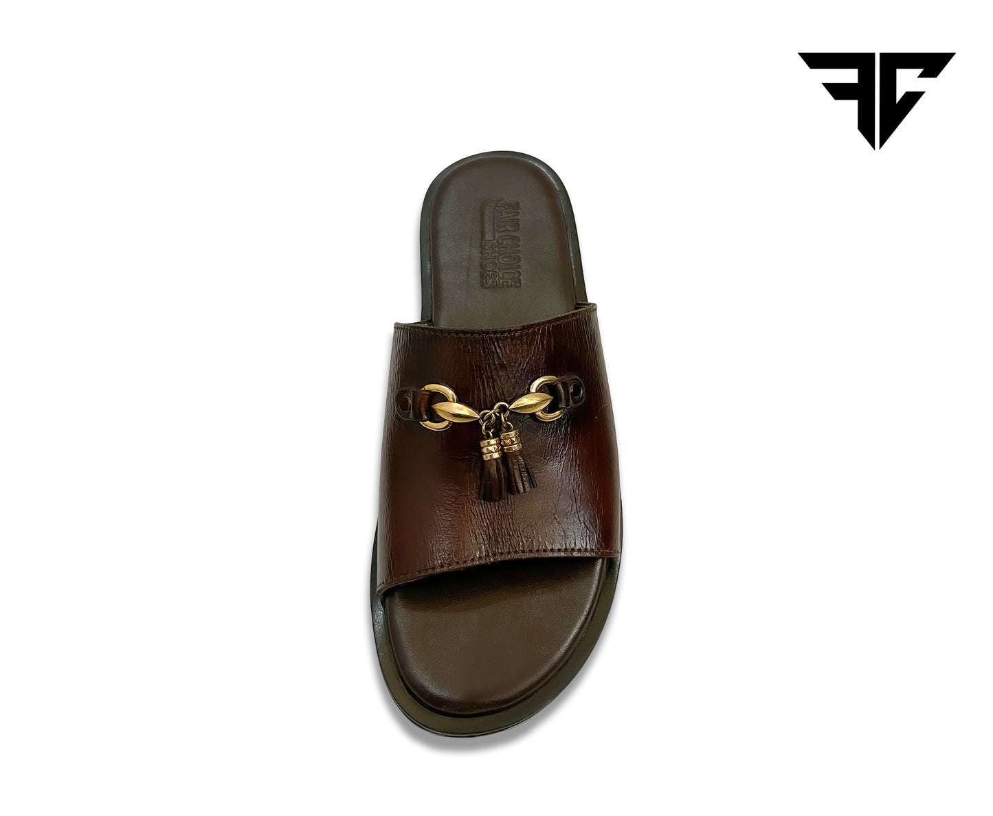 Premium Handmade Leather Slide Chappal – Classic Brown
