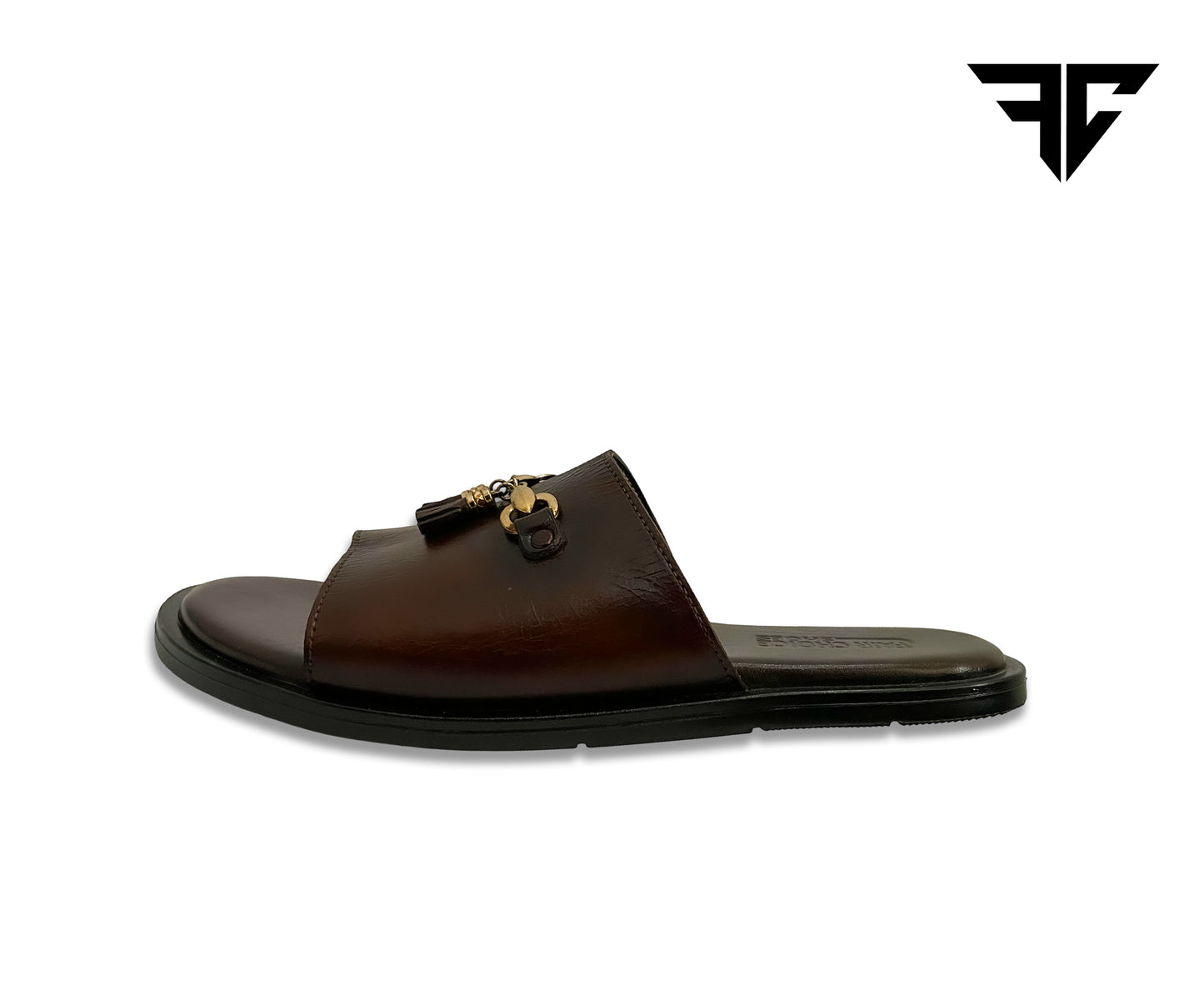 Premium Handmade Leather Slide Chappal – Classic Brown