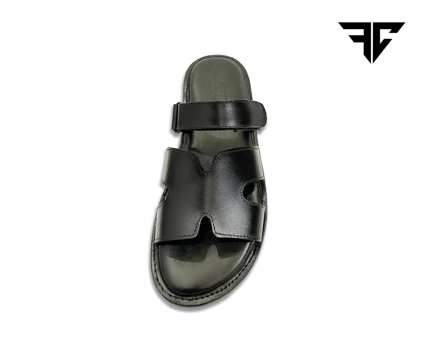 Men's Premium Black Leather Comfort Sandals – Casual & Stylish Slip-On
