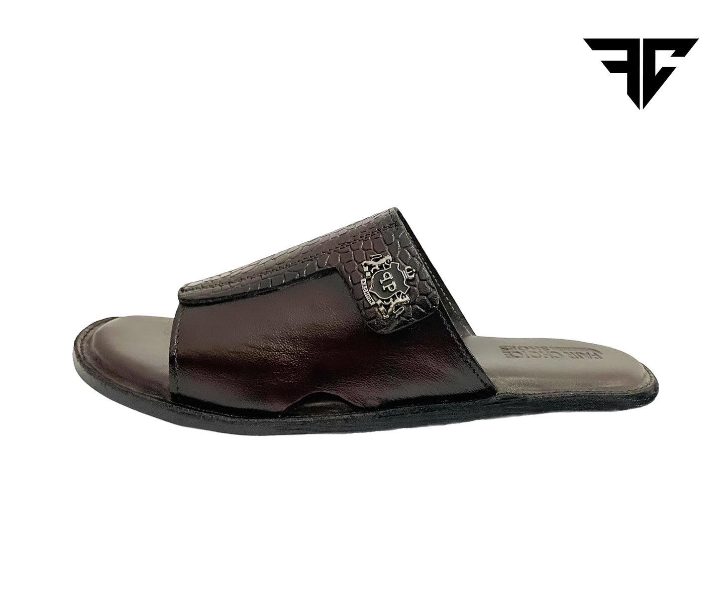 Men’s Brown Leather Slide Sandals – Classic Design & Everyday Comfort